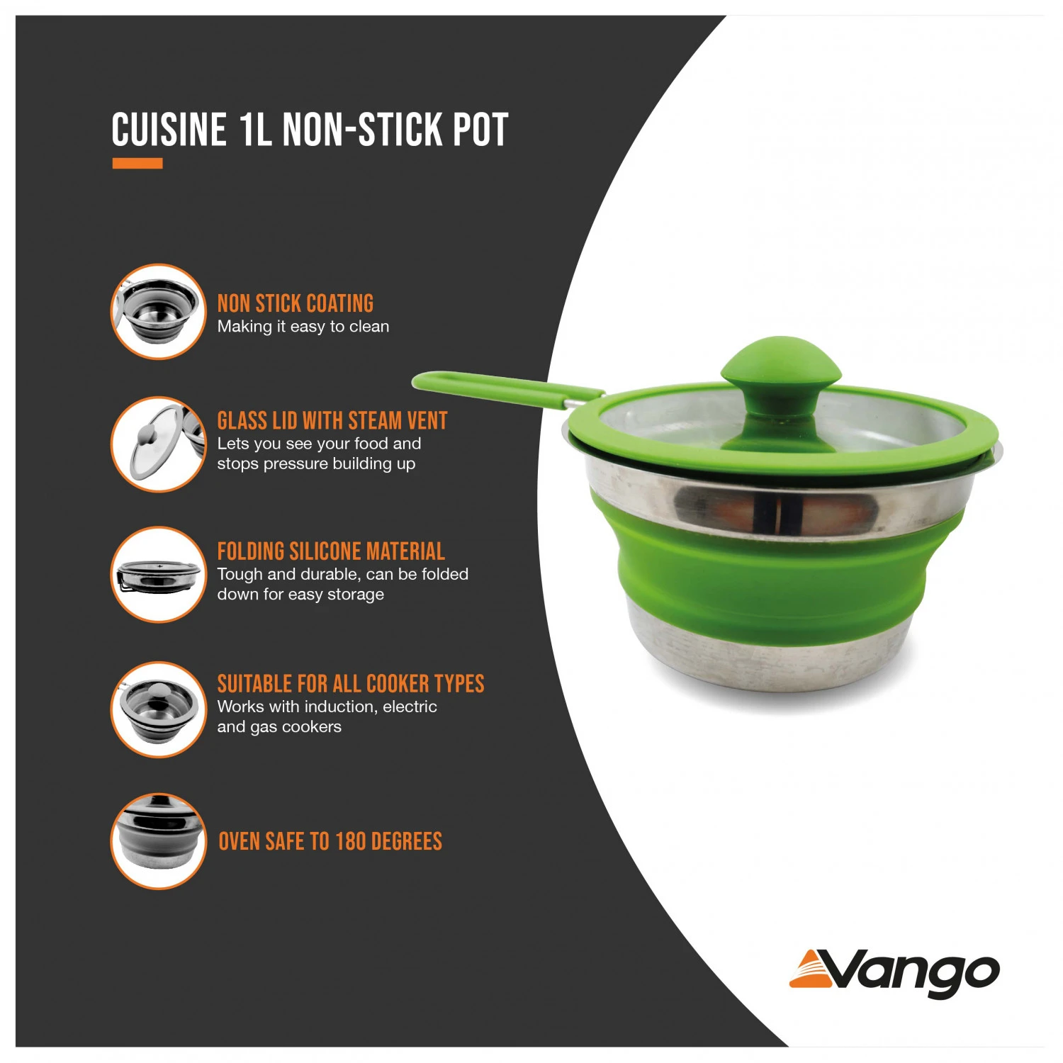Vango Cuisine 1L Non-Stick Pot - Pot 8 Vango Cuisine 1L Non-Stick Pot - Pot - Image 6